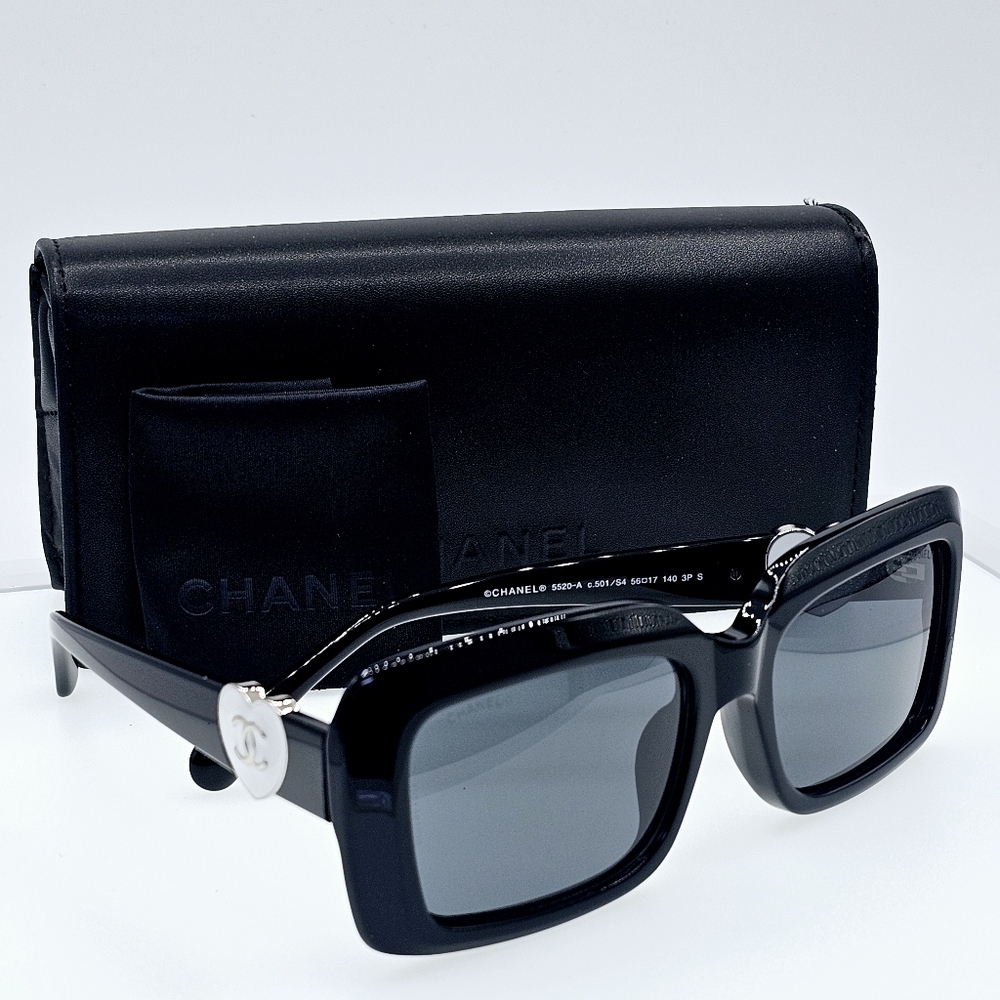 CHANEL CH5520A C501/S4 Designer Sunglasses | Black & Silver Frame | Grey Lenses - Picture 6 of 16